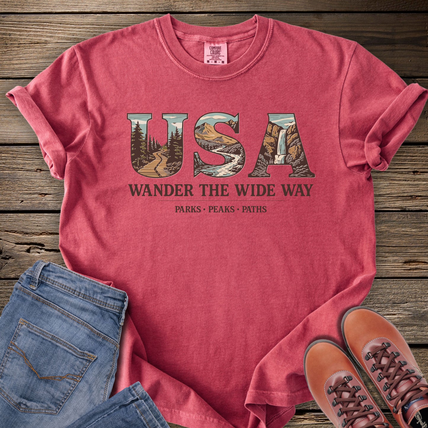 USA 'Wander the Wide Way' T-Shirt