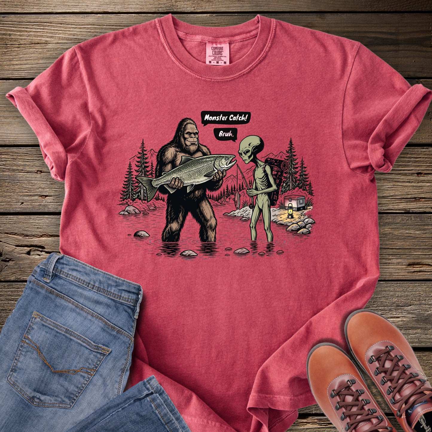 Sasquatch & Alien 'Monster Catch' T-Shirt