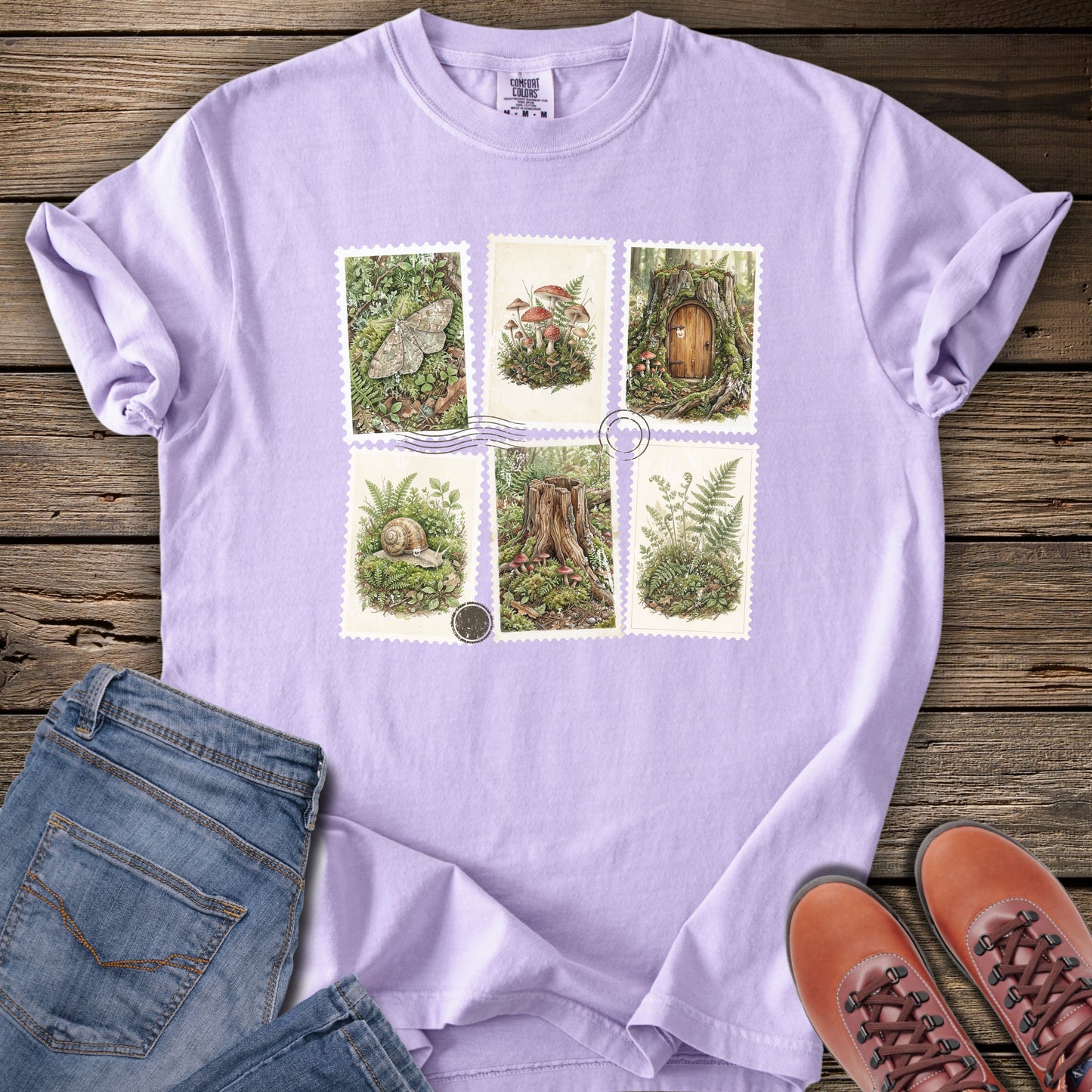 Botanical Woodland Stamps T-Shirt