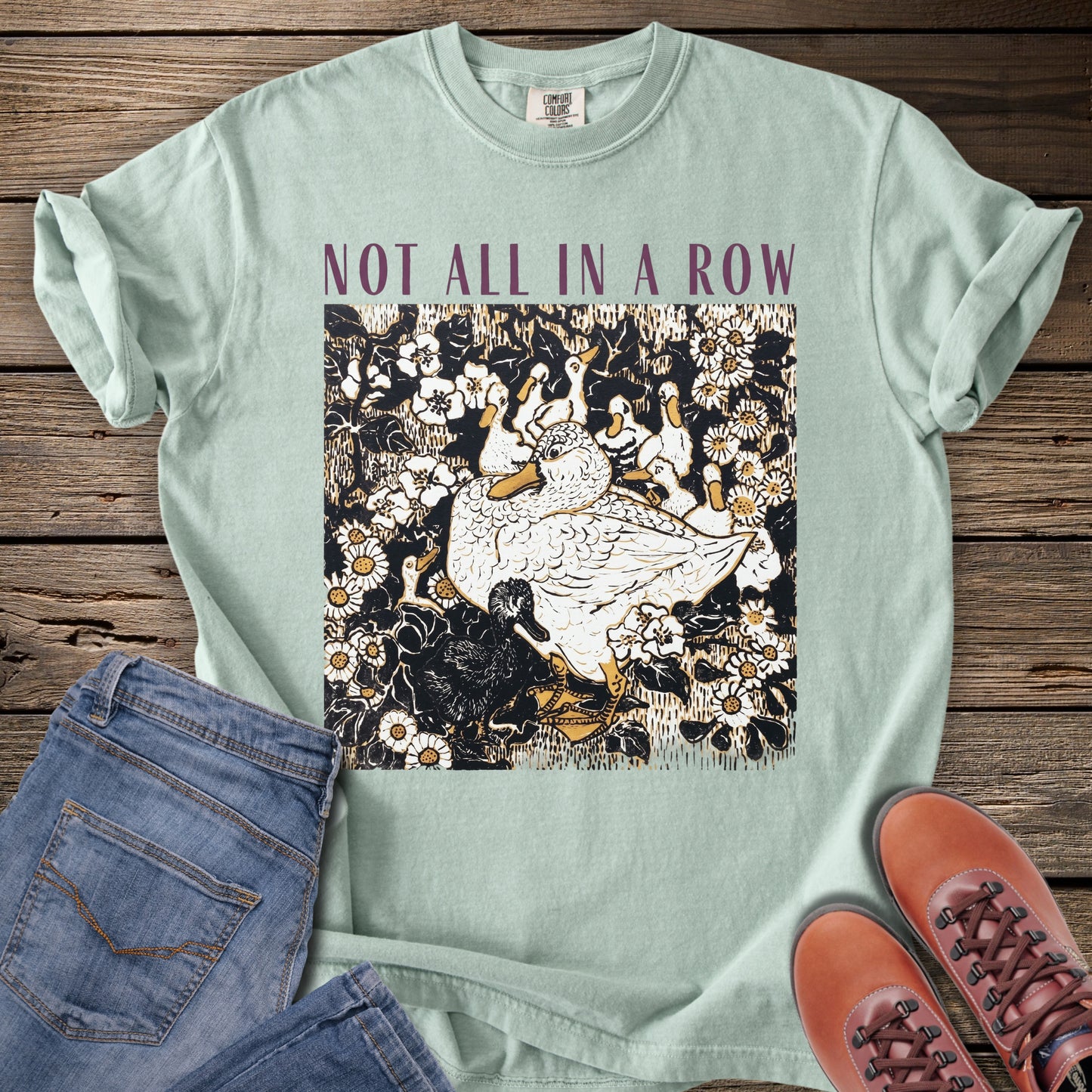 Not All in a Row Floral Duck T‑Shirt