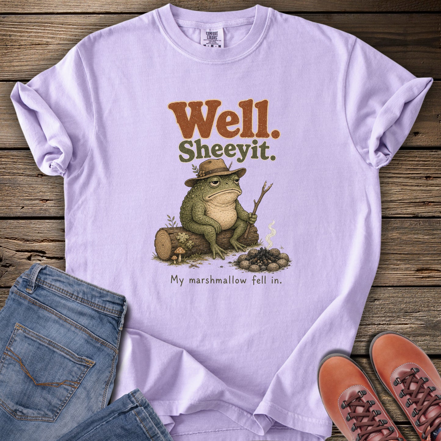 'Well. Shee-yit.' Campfire Frog T-Shirt