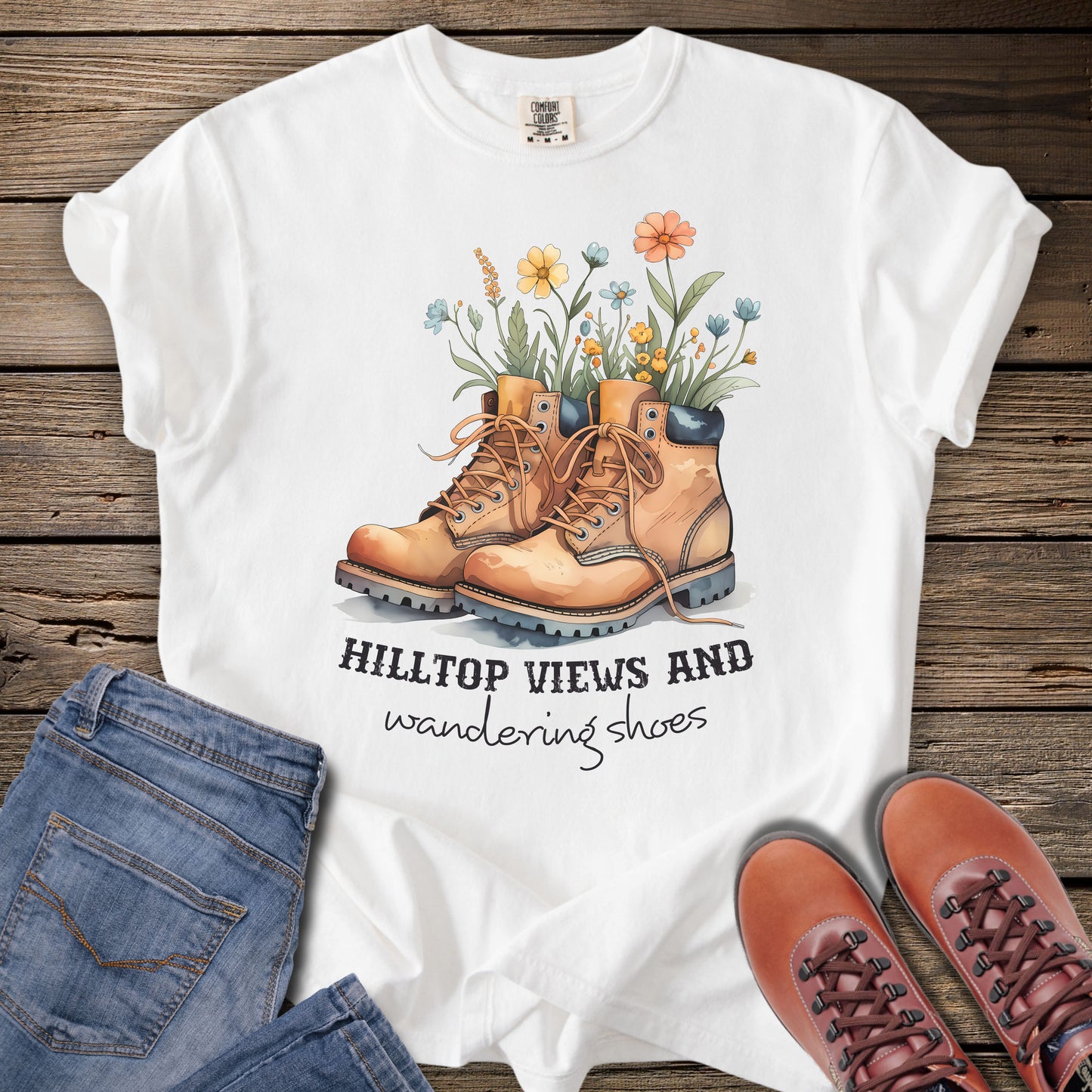 Hilltop Views Floral Boots T-Shirt
