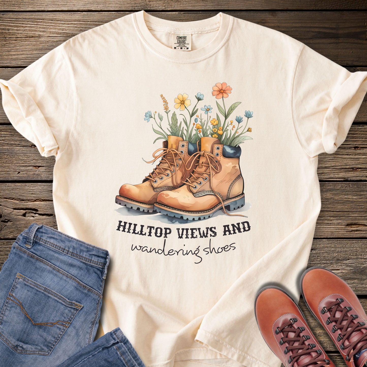 Hilltop Views Floral Boots T-Shirt
