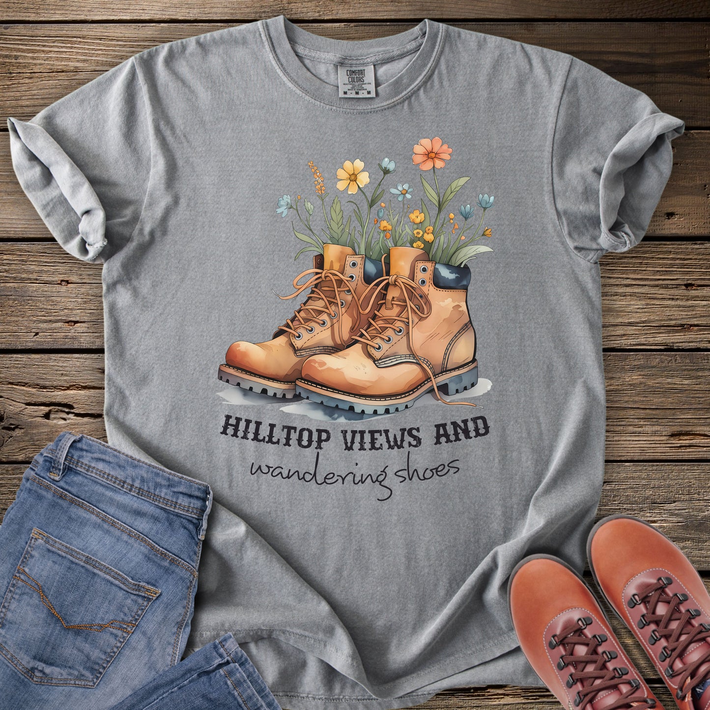 Hilltop Views Floral Boots T-Shirt