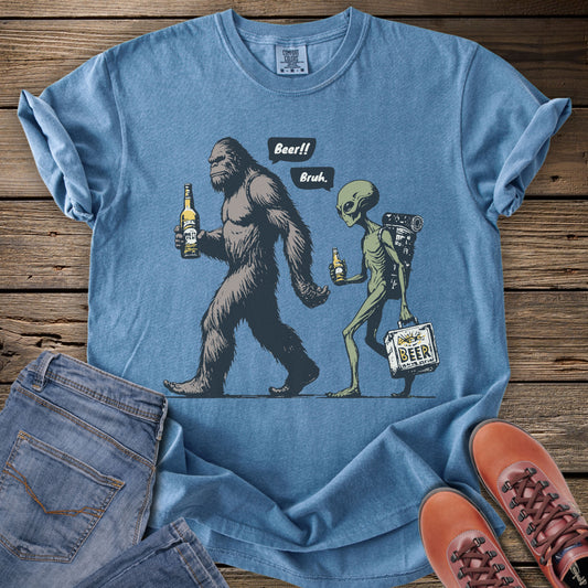 Sasquatch & Alien Beer Walk T-Shirt