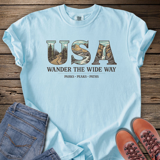 USA 'Wander the Wide Way' T-Shirt