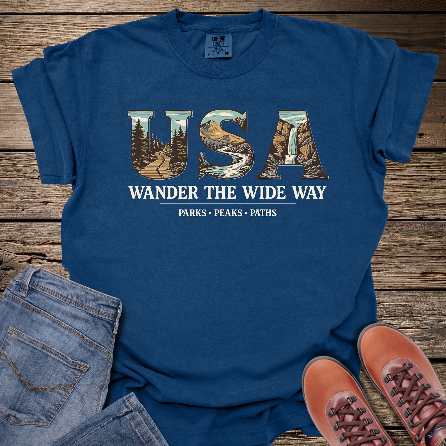 USA 'Wander the Wide Way' T-Shirt