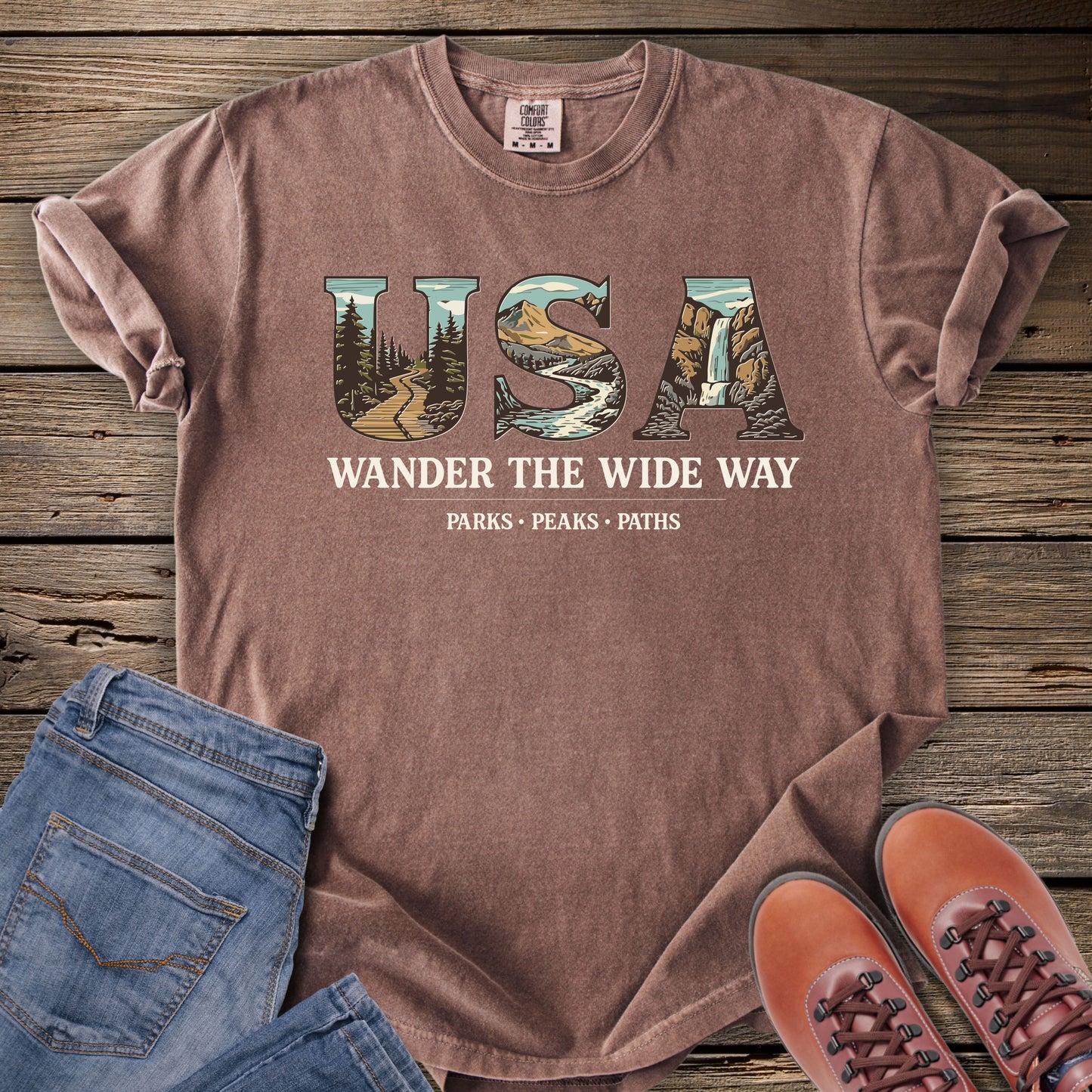 USA 'Wander the Wide Way' T-Shirt