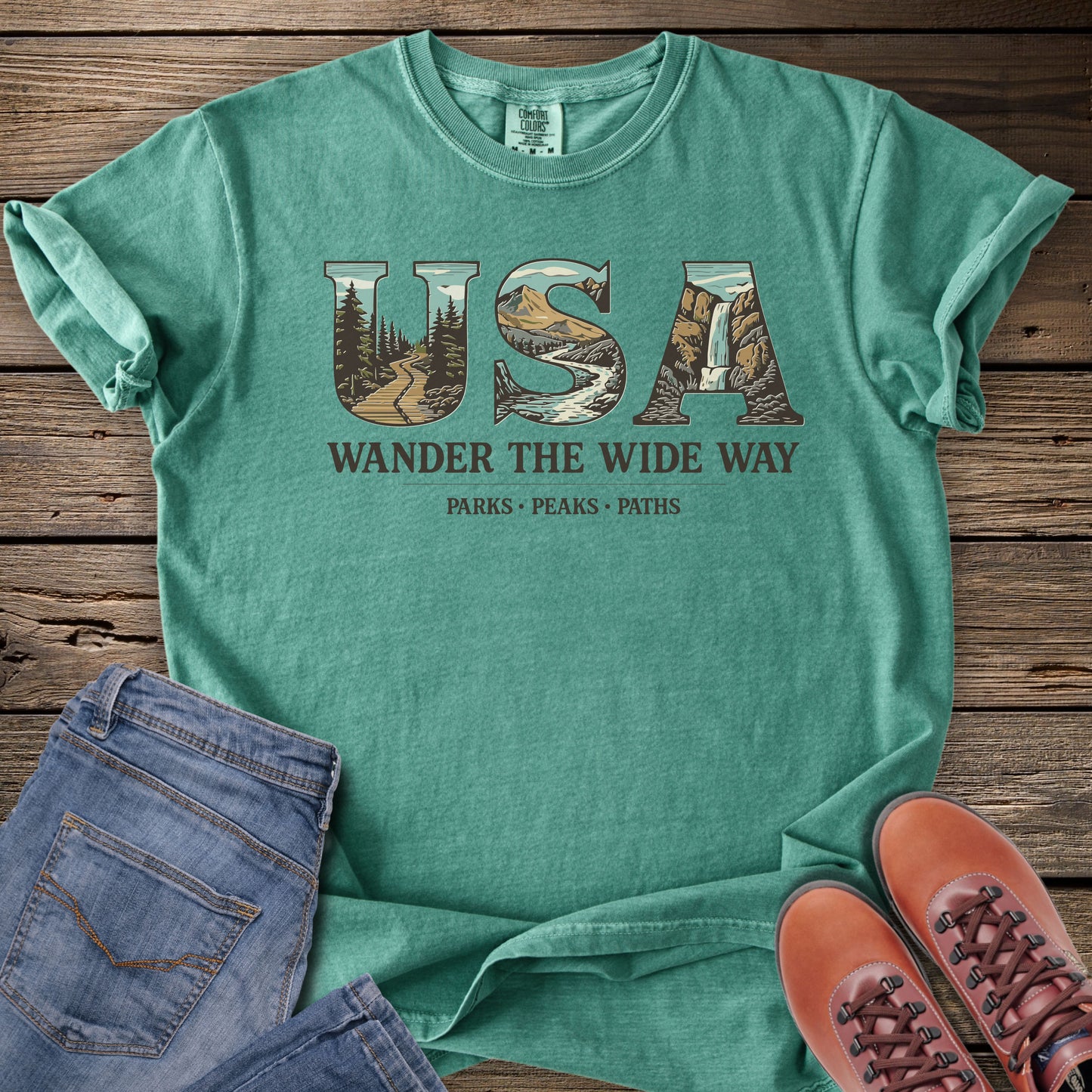 USA 'Wander the Wide Way' T-Shirt