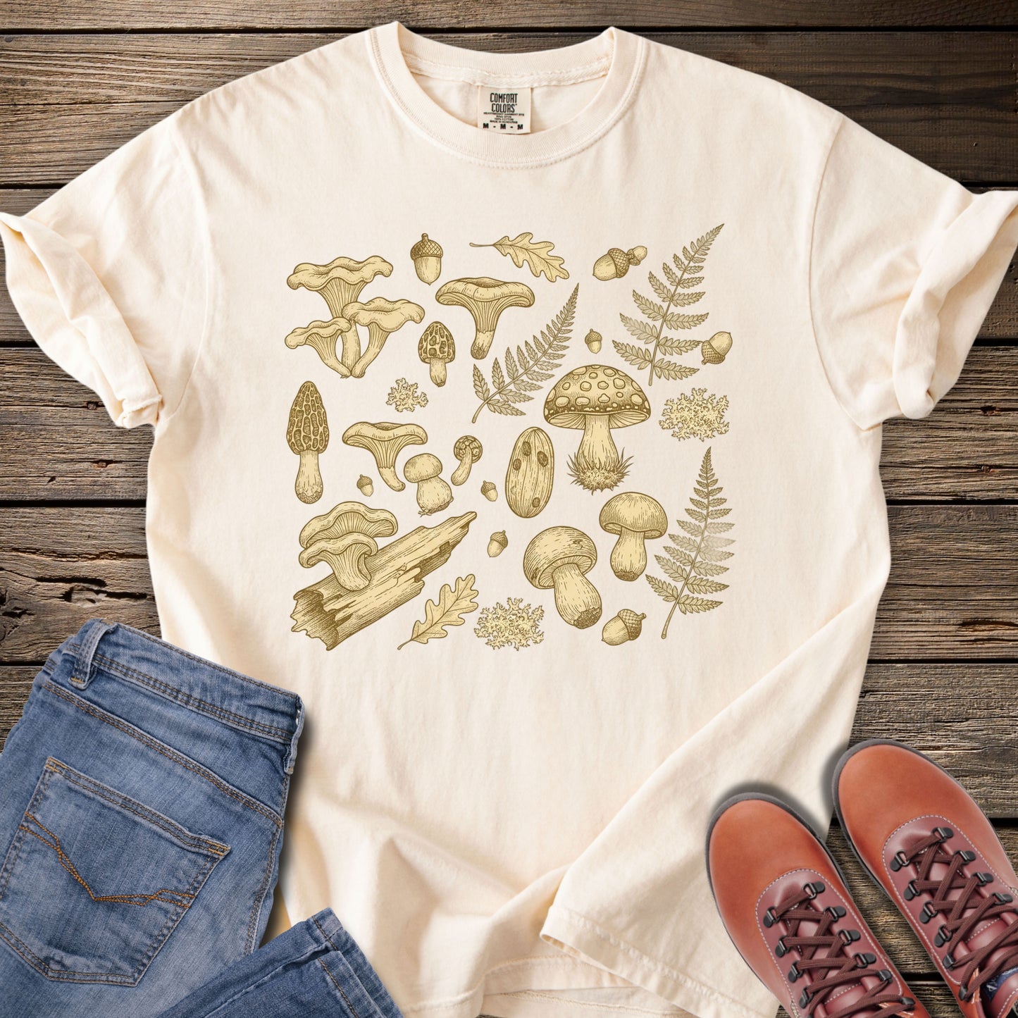 Mushroom & Fern Vintage Botanical T-Shirt