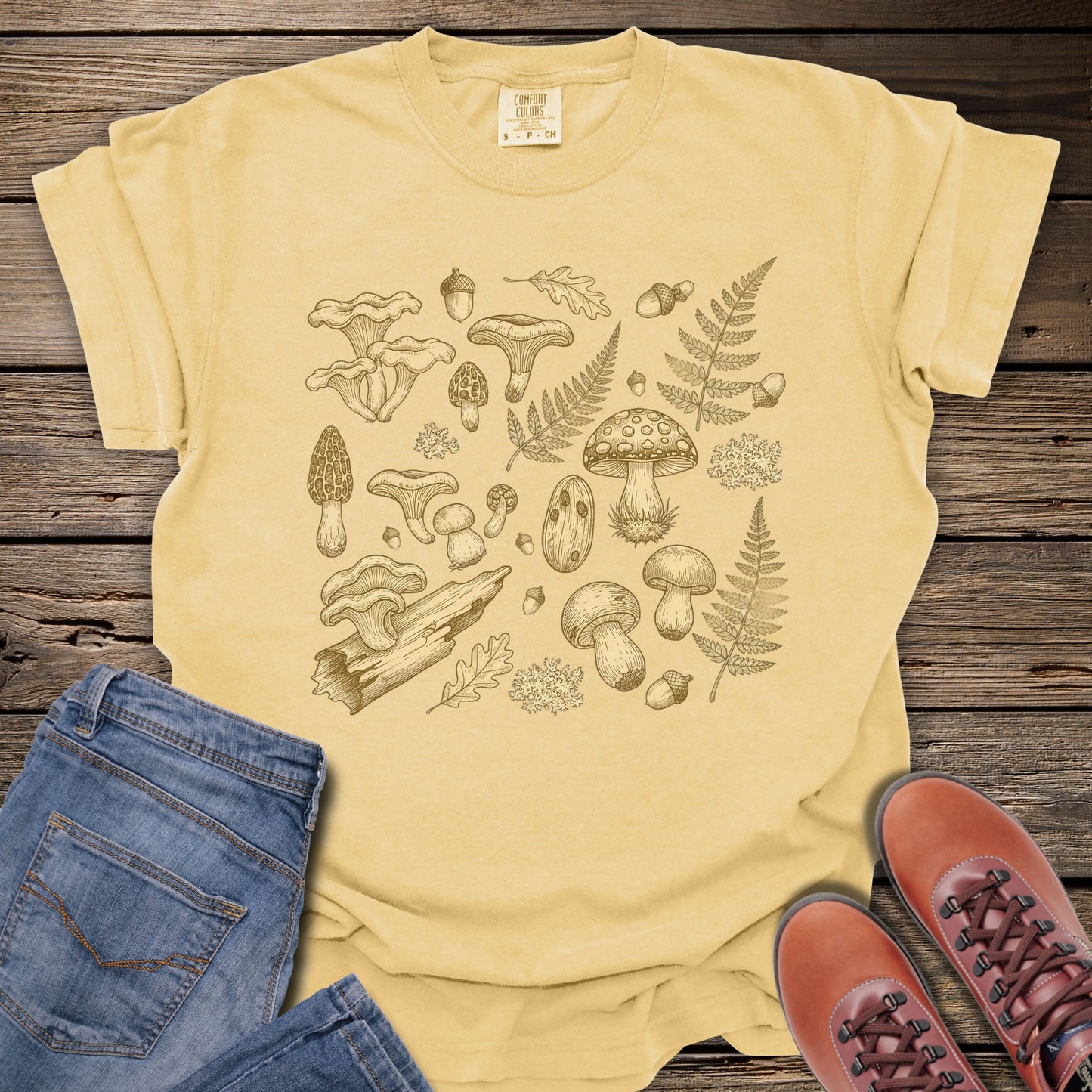 Mushroom & Fern Vintage Botanical T-Shirt