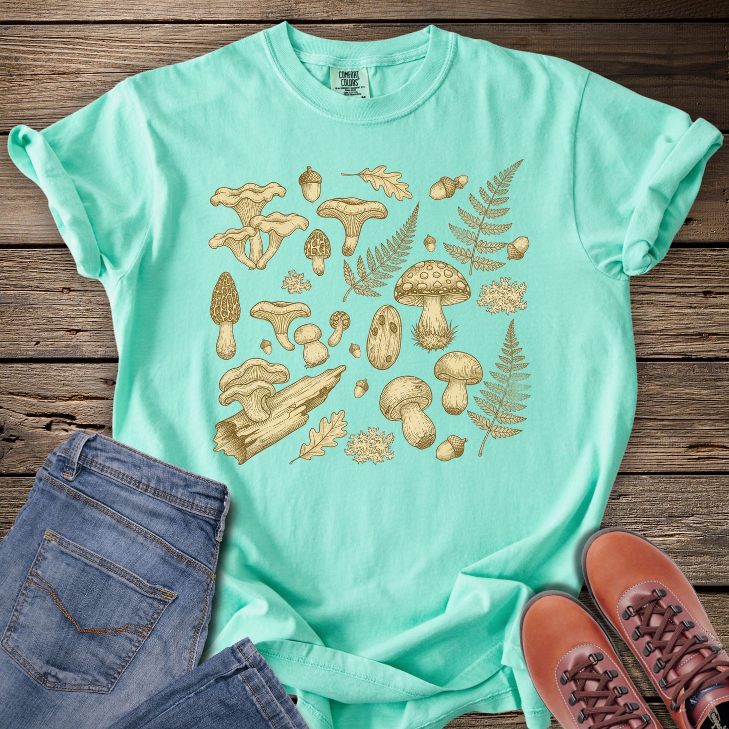 Mushroom & Fern Vintage Botanical T-Shirt