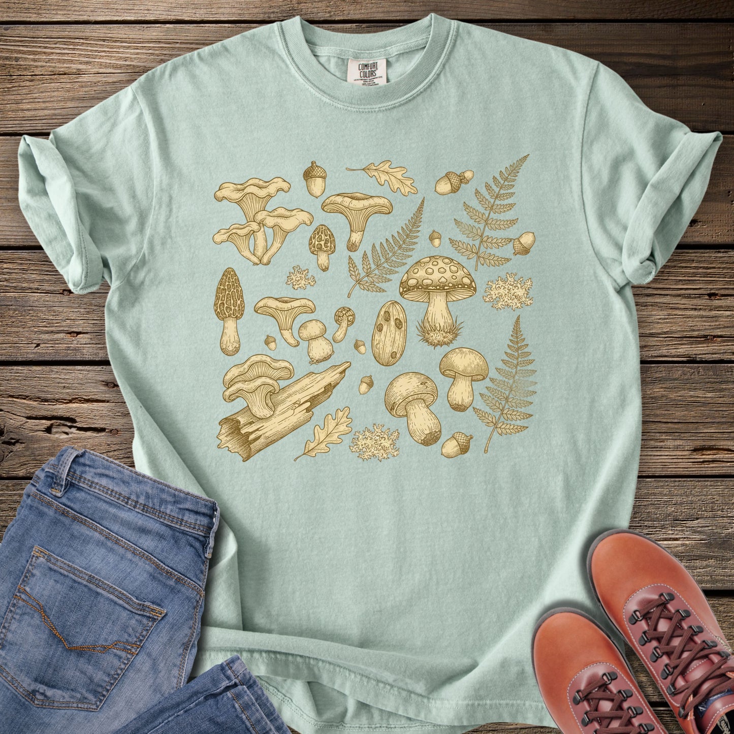Mushroom & Fern Vintage Botanical T-Shirt