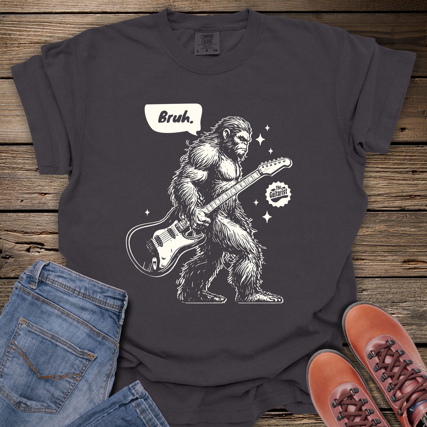 Bruh Sasquatch Guitar T-Shirt