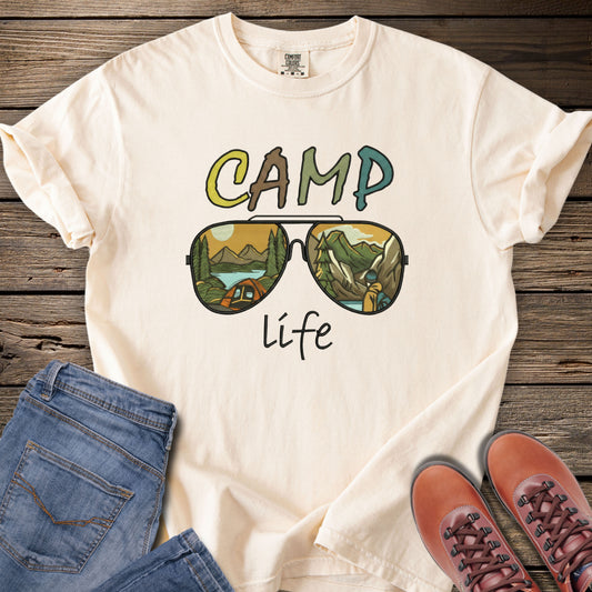 Faux Embroidery Camp Life Sunglasses T-Shirt
