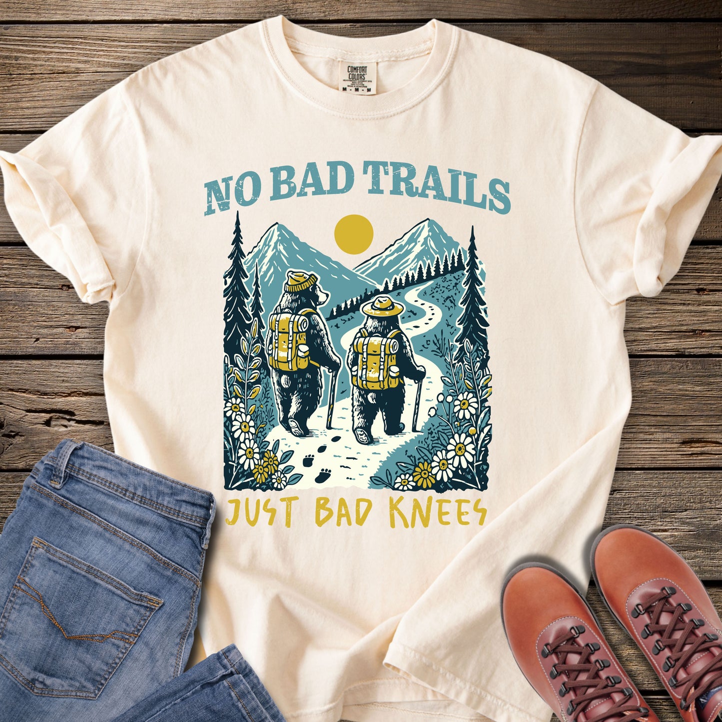 No Bad Trails Just Bad Knees Hiking T-Shirt
