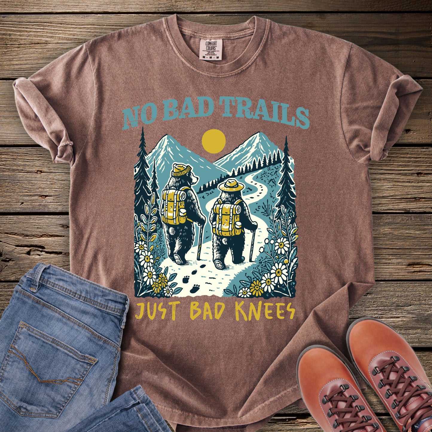 No Bad Trails Just Bad Knees Hiking T-Shirt