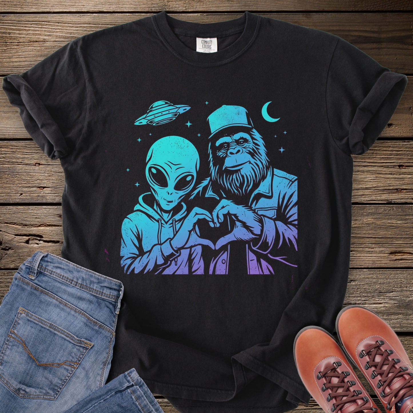 Bigfoot & Alien Broship T-Shirts