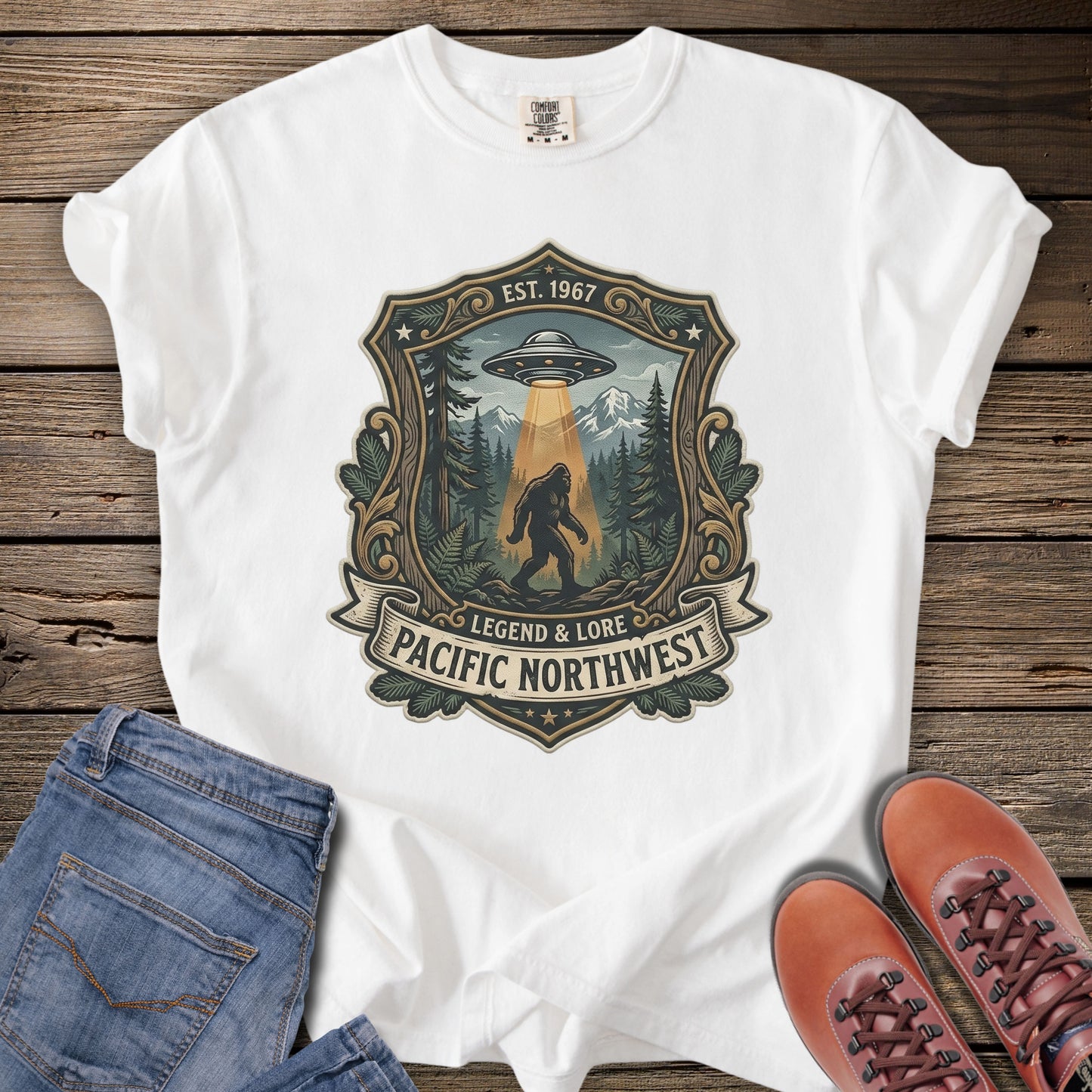 Pacific Northwest Sasquatch & UFO T-Shirt