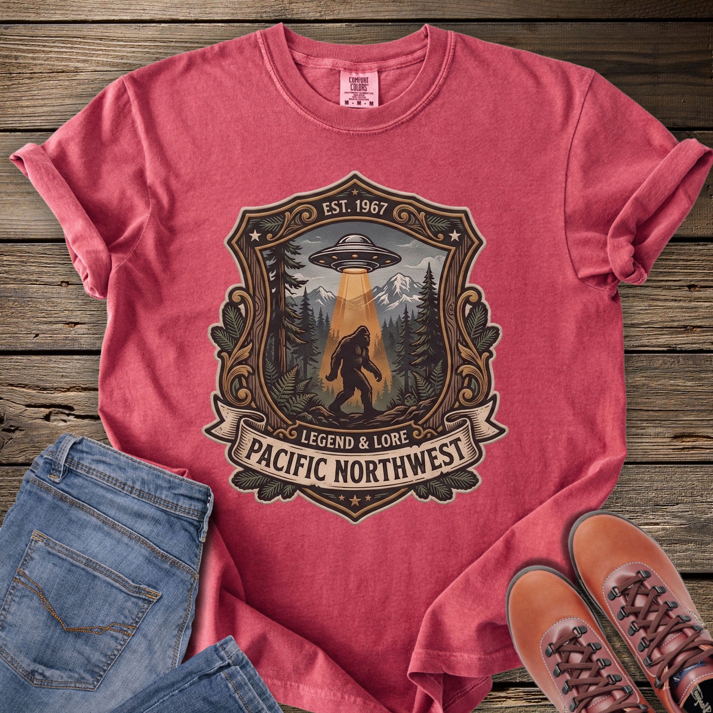 Pacific Northwest Sasquatch & UFO T-Shirt