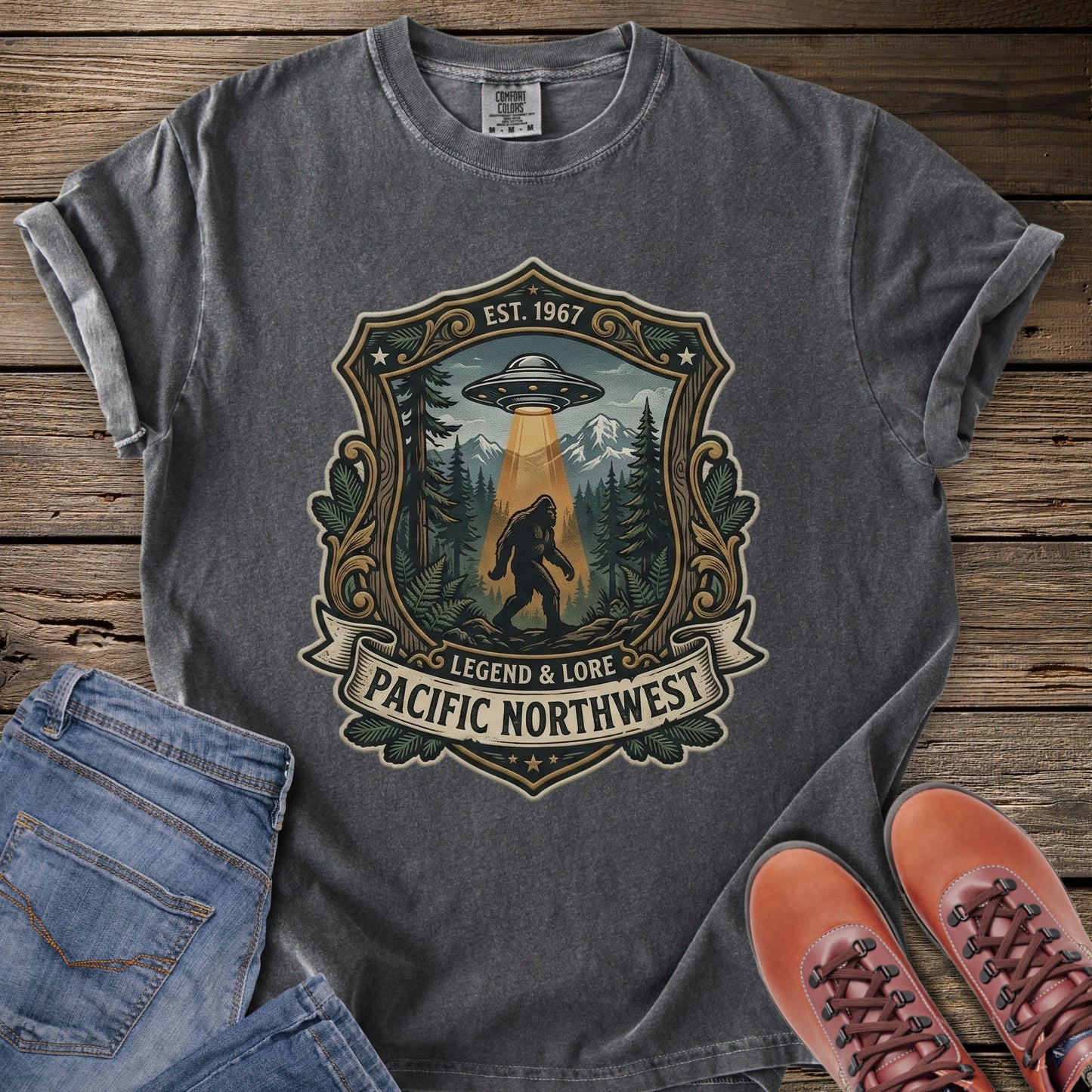 Pacific Northwest Sasquatch & UFO T-Shirt