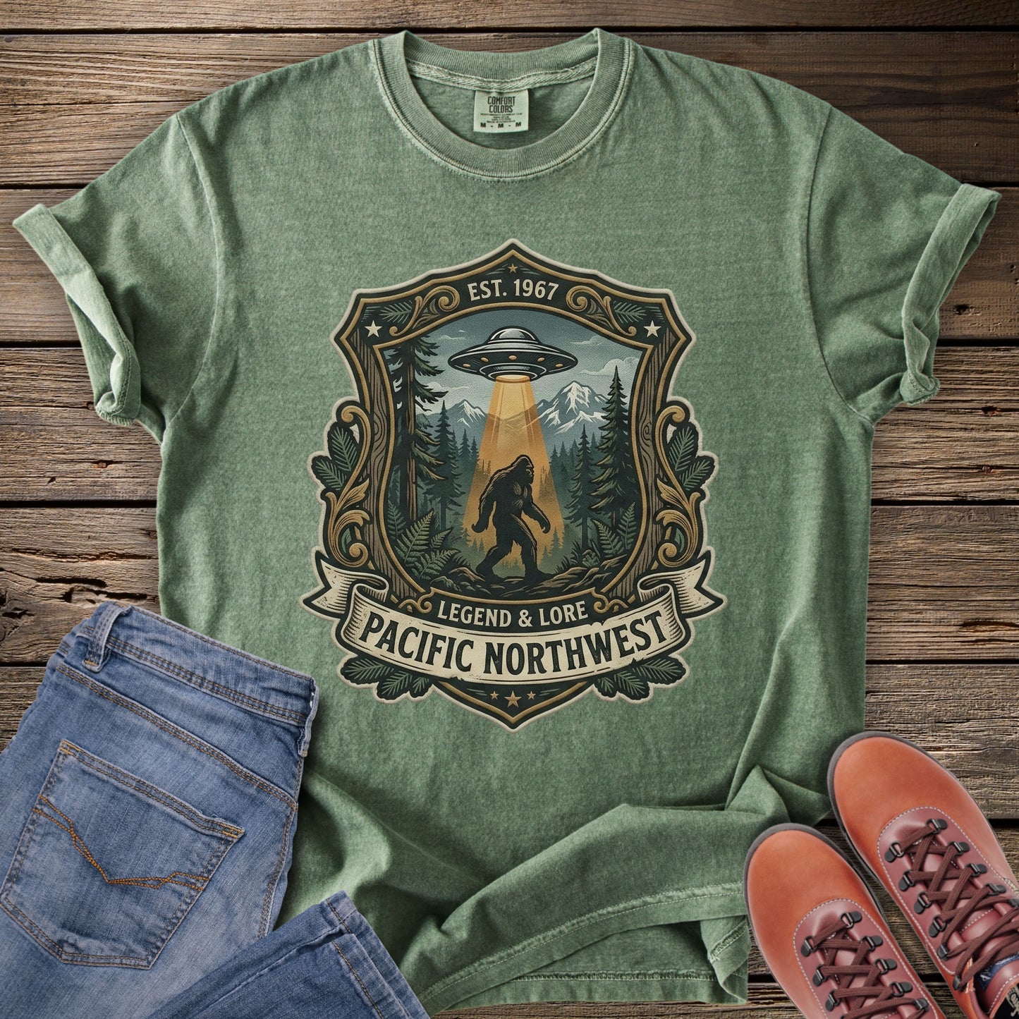Pacific Northwest Sasquatch & UFO T-Shirt