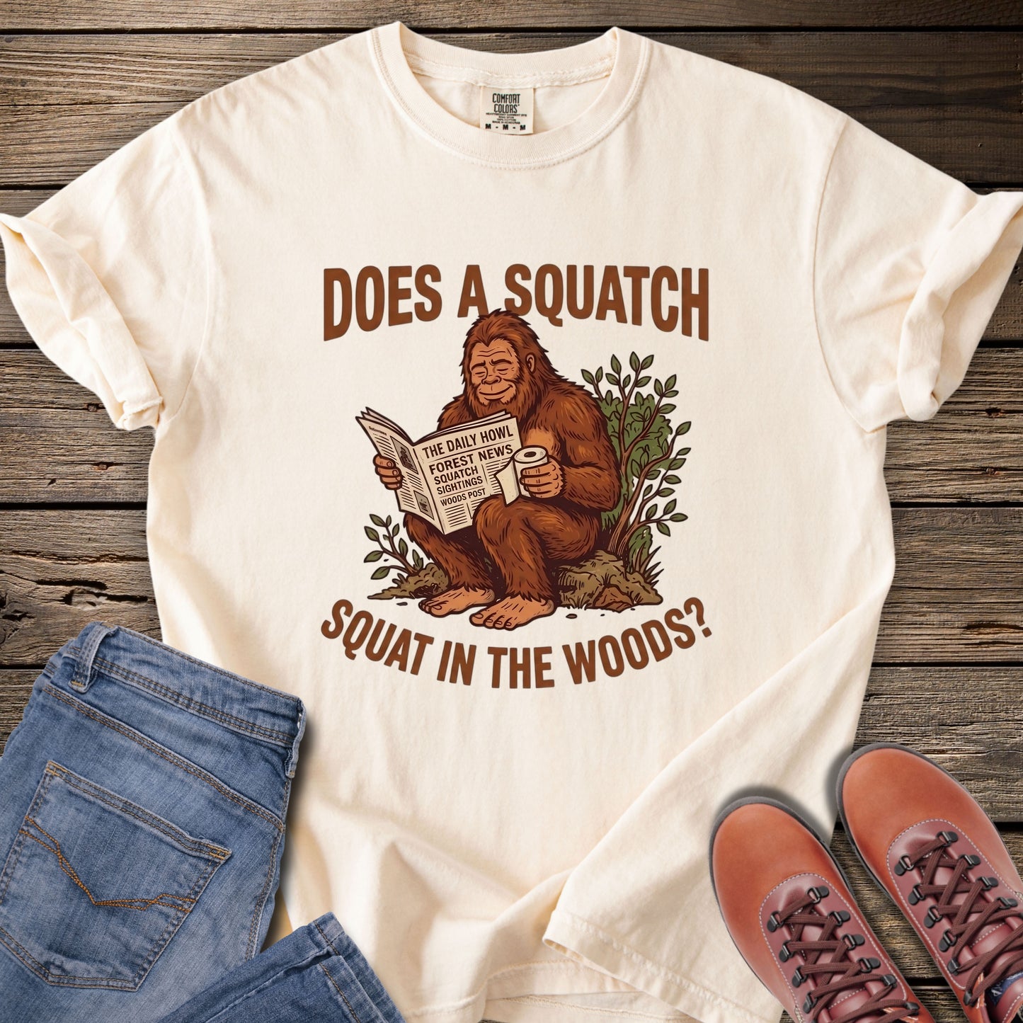 Does a Squatch Squat in the Woods T-Shirt