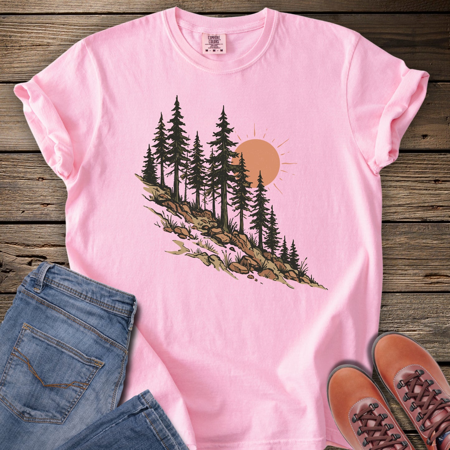 Pine Forest Sunset T‑Shirt