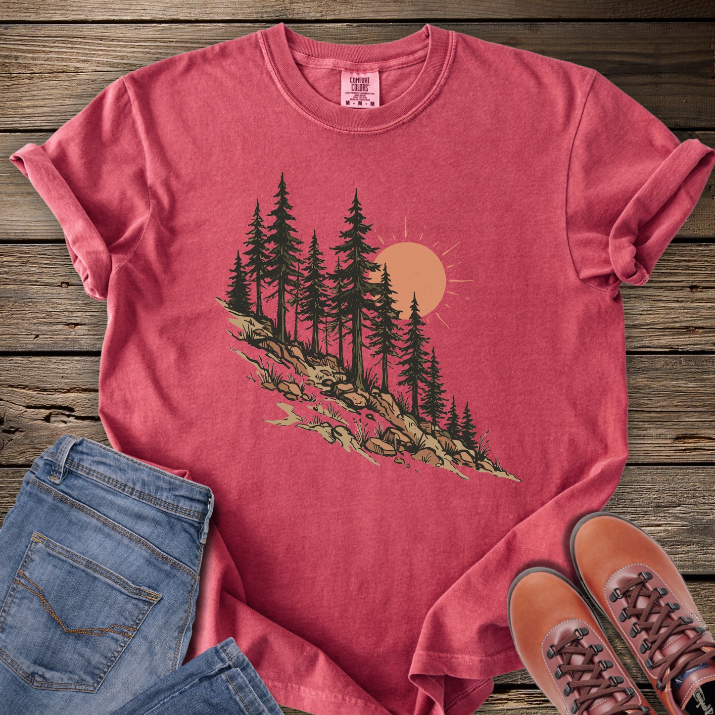 Pine Forest Sunset T‑Shirt