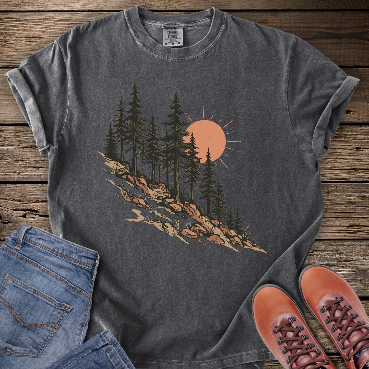 Pine Forest Sunset T‑Shirt
