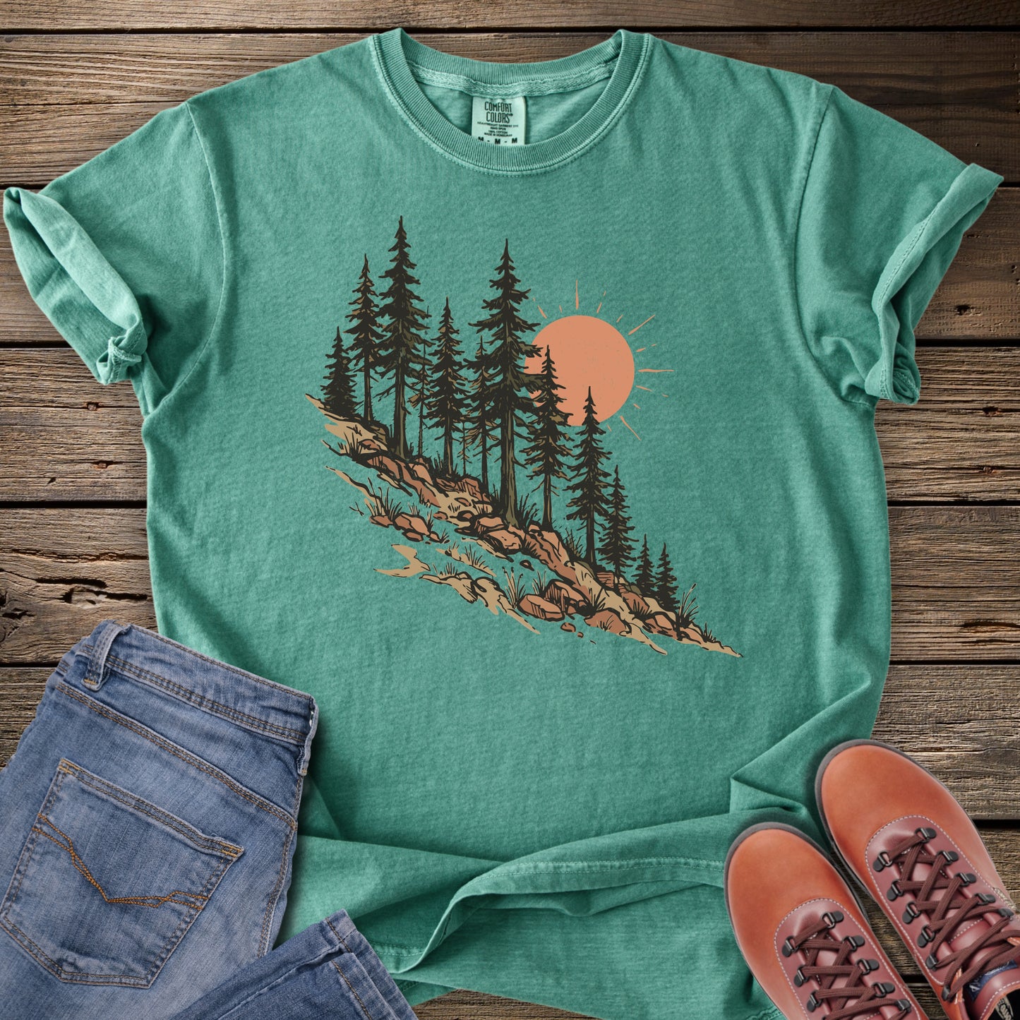 Pine Forest Sunset T‑Shirt