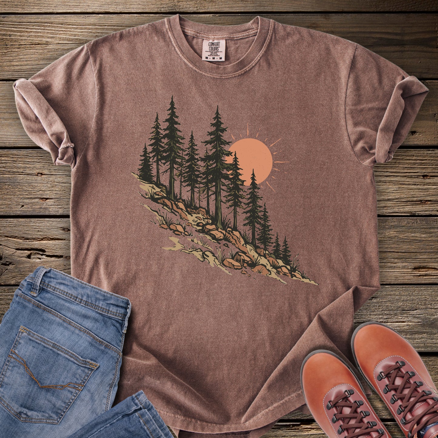 Pine Forest Sunset T‑Shirt