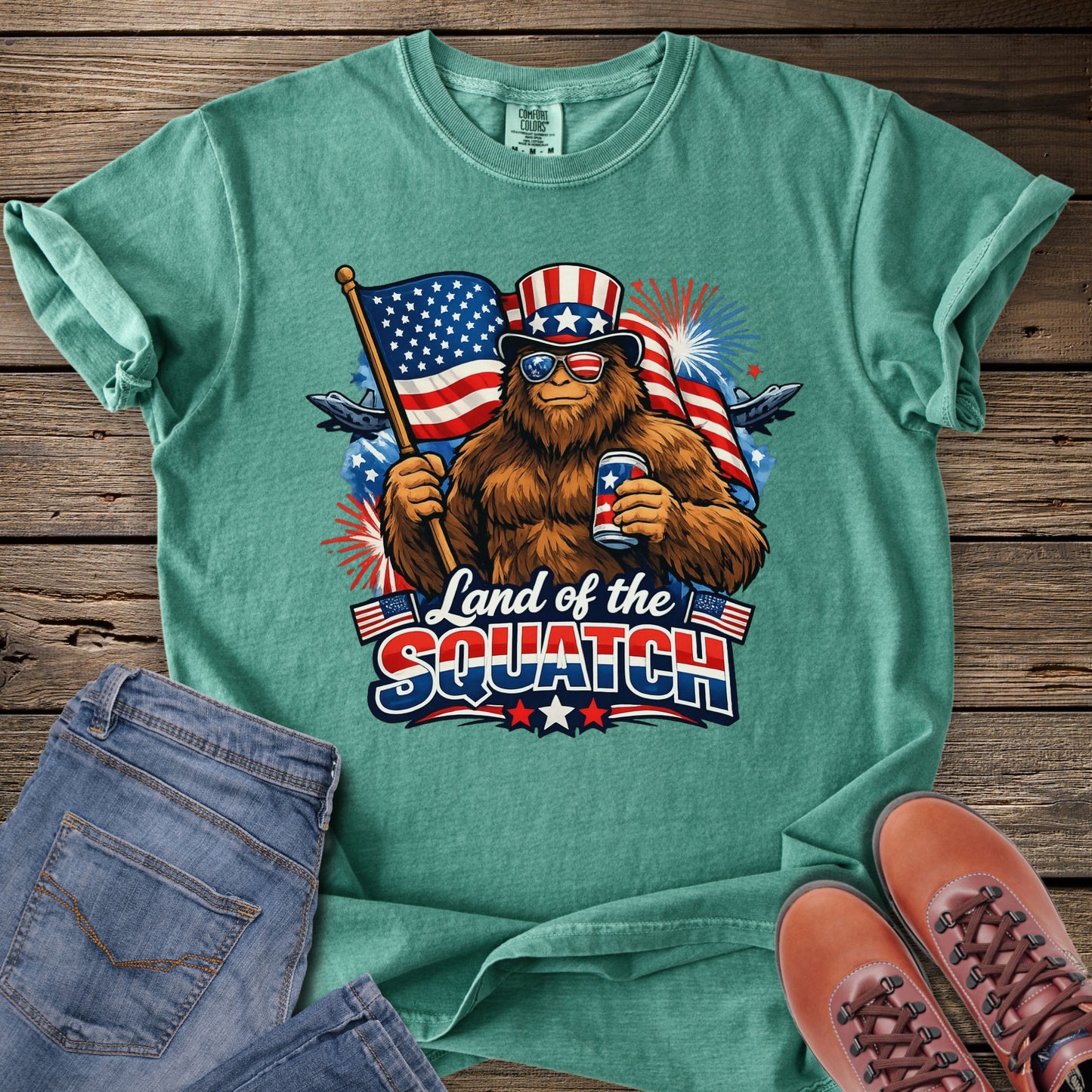 Patriotic Land of the Squatch T-Shirt