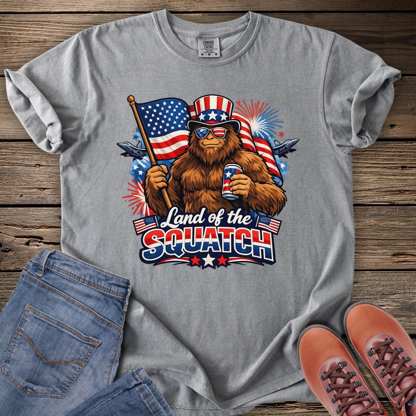 Patriotic Land of the Squatch T-Shirt