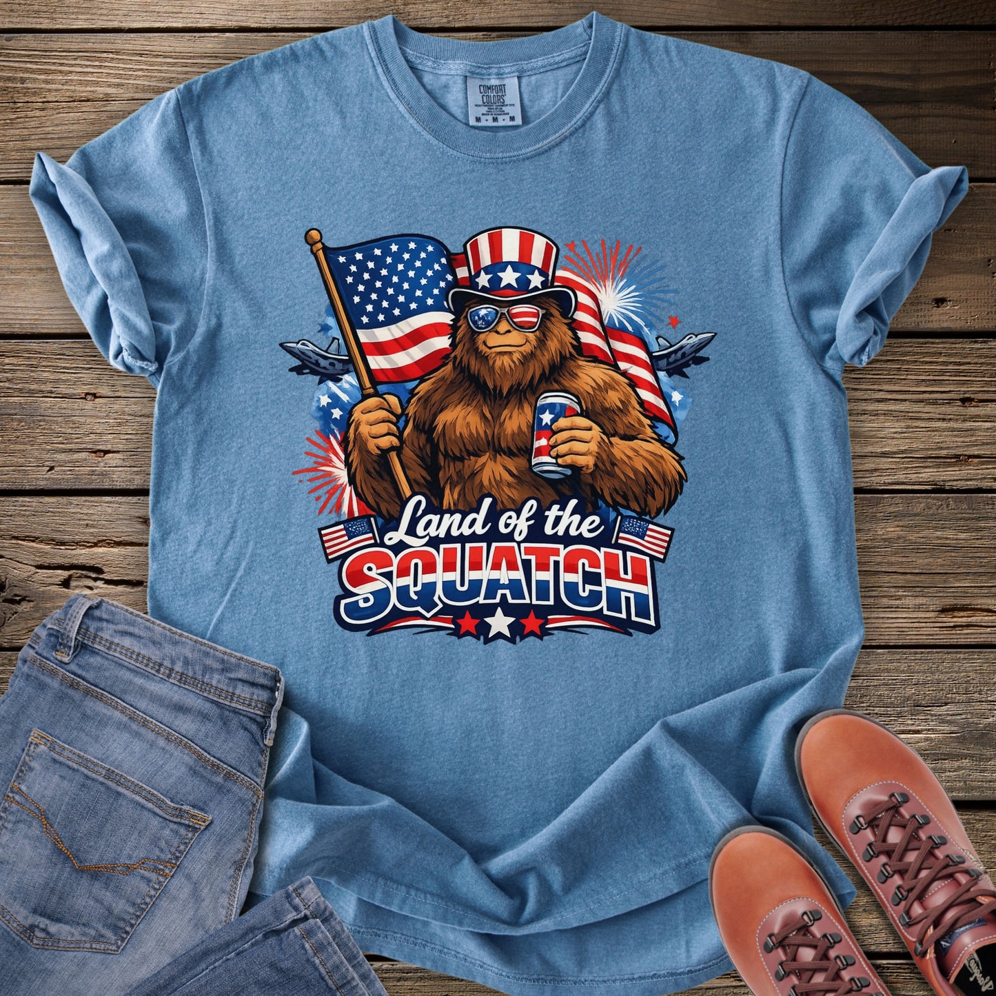 Patriotic Land of the Squatch T-Shirt