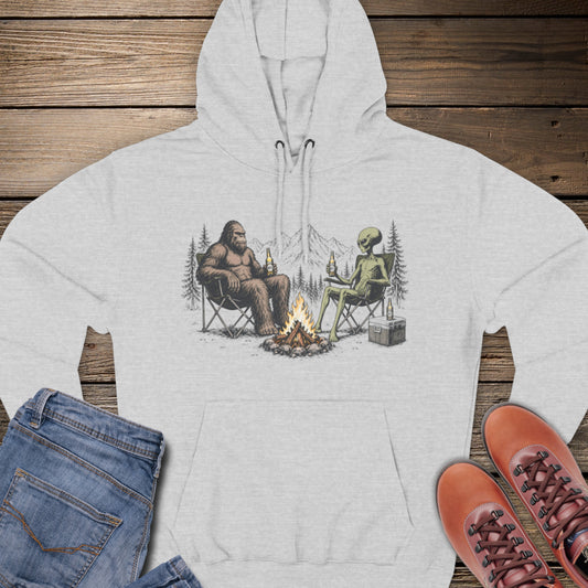 Bigfoot & Alien Campfire Premium Hoodie