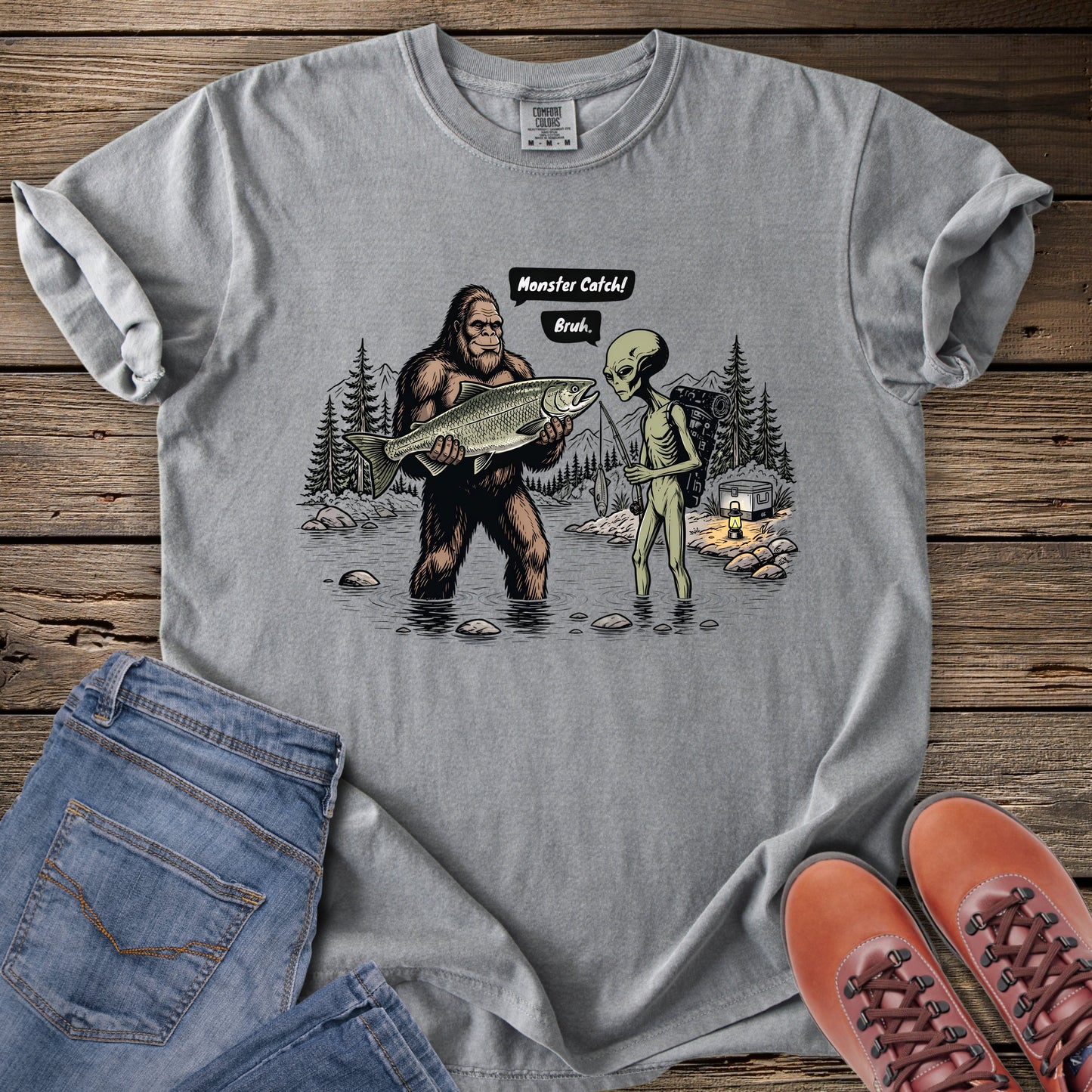 Sasquatch & Alien 'Monster Catch' T-Shirt