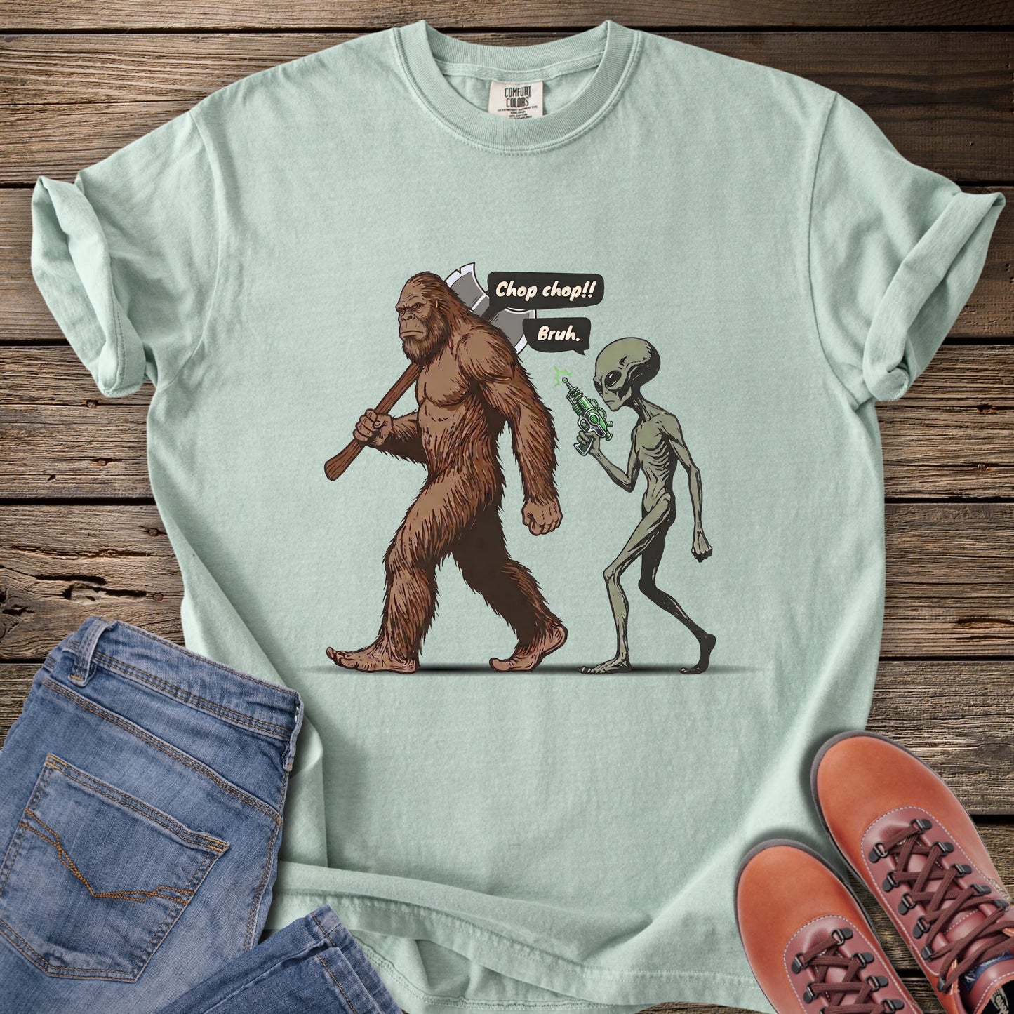 Sasquatch & Alien Chop Chop T-Shirt