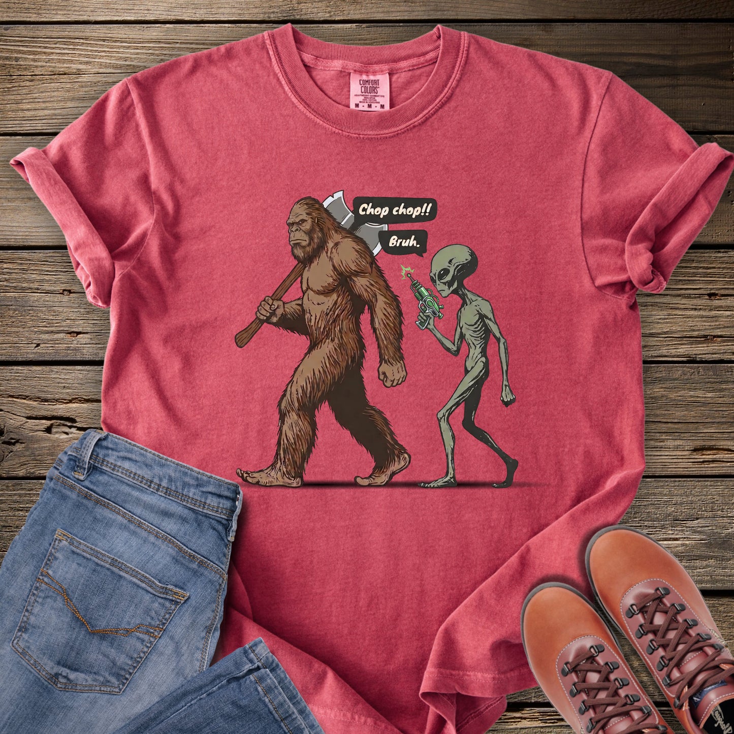 Sasquatch & Alien Chop Chop T-Shirt