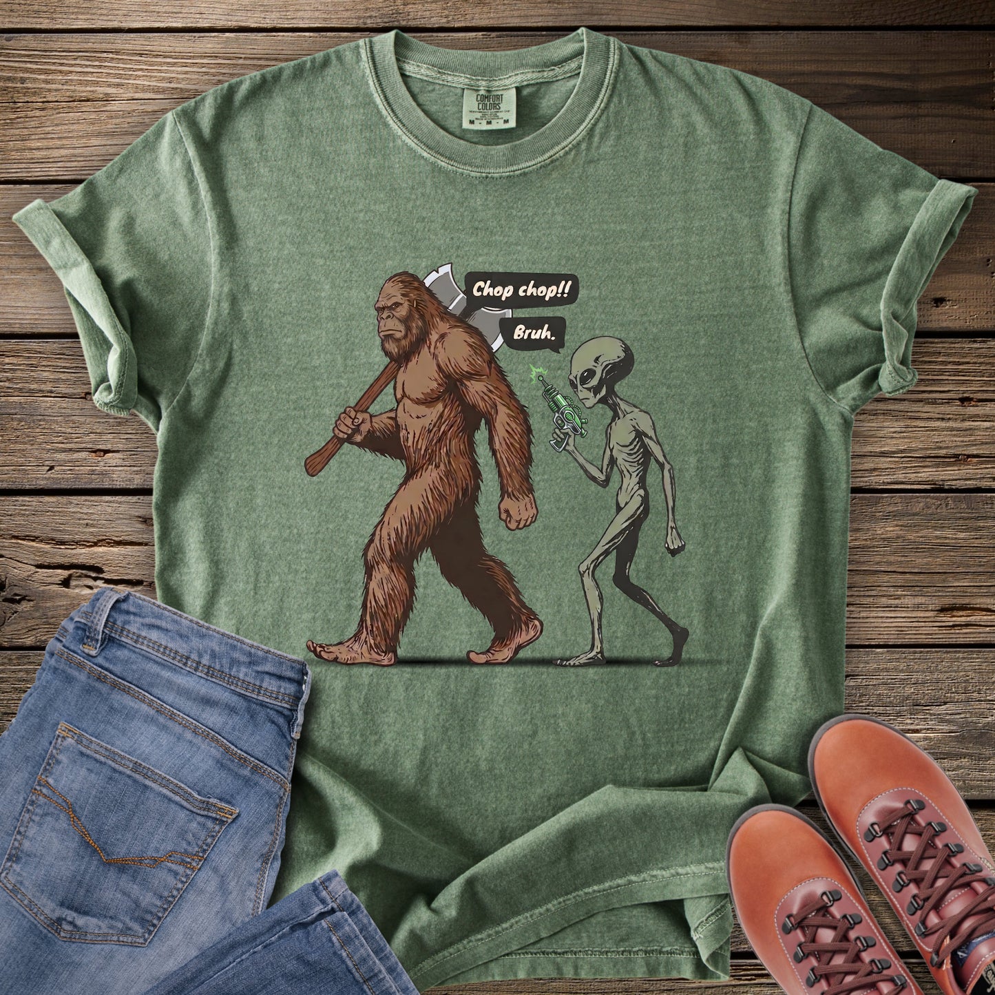 Sasquatch & Alien Chop Chop T-Shirt