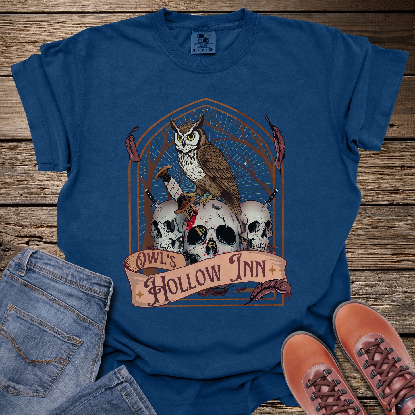 Owl's Hollow Inn Skull & Owl T-Shirt