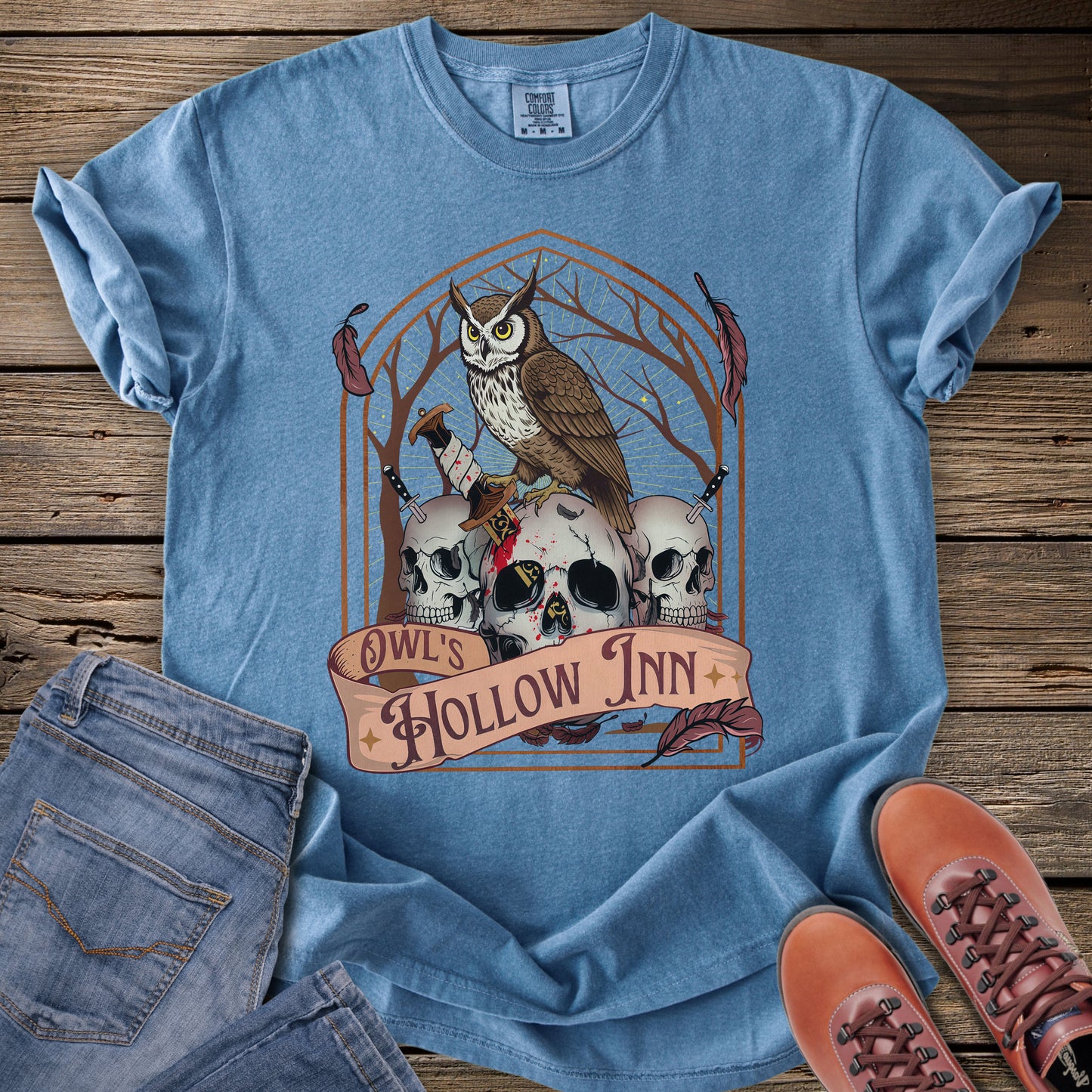 Owl's Hollow Inn Skull & Owl T-Shirt