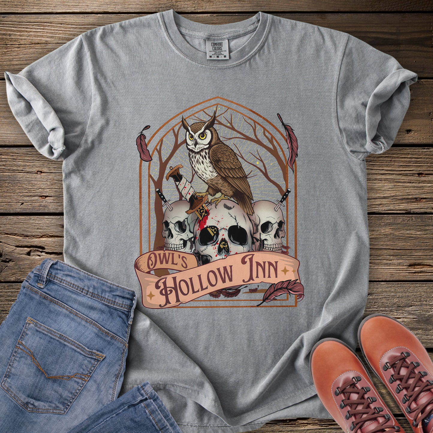 Owl's Hollow Inn Skull & Owl T-Shirt