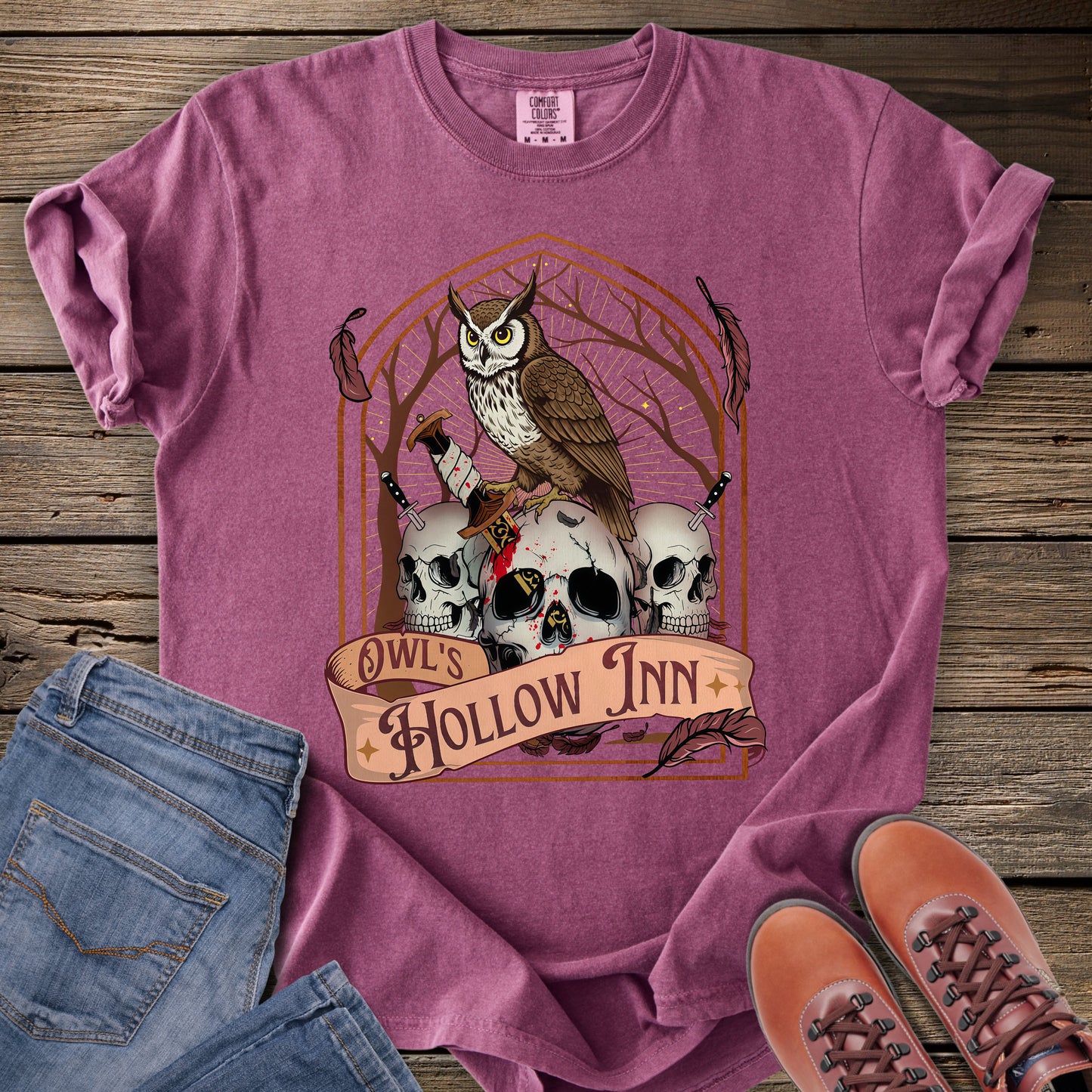 Owl's Hollow Inn Skull & Owl T-Shirt