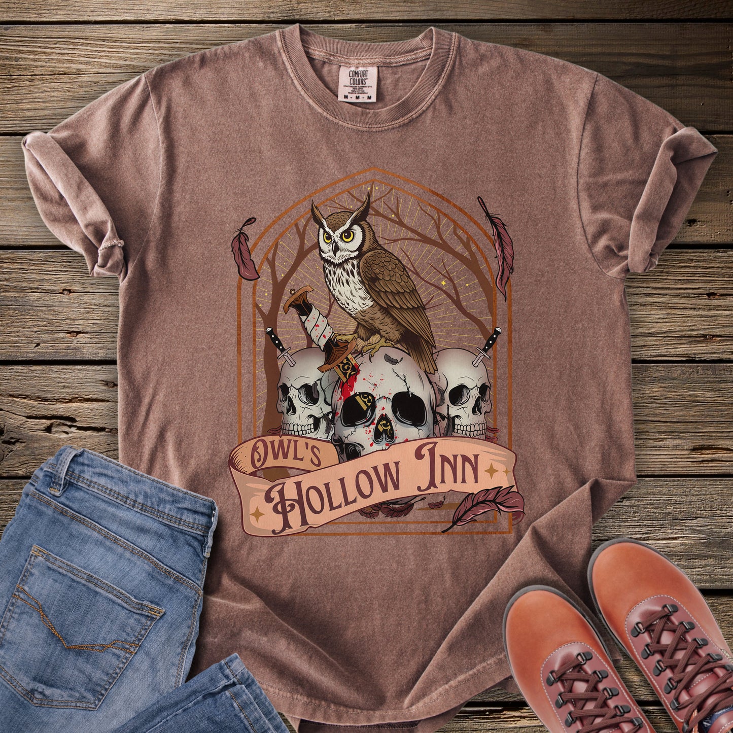 Owl's Hollow Inn Skull & Owl T-Shirt