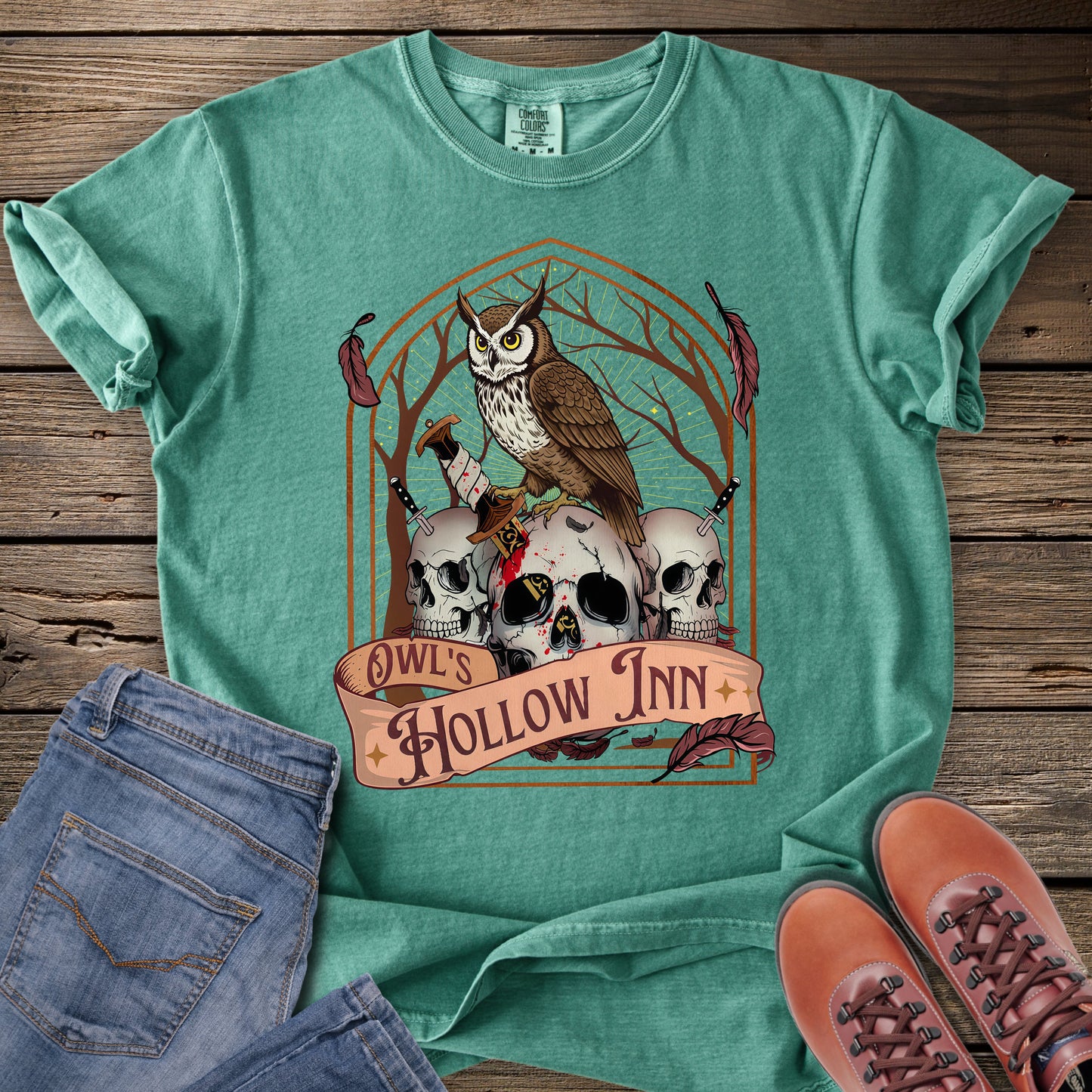 Owl's Hollow Inn Skull & Owl T-Shirt