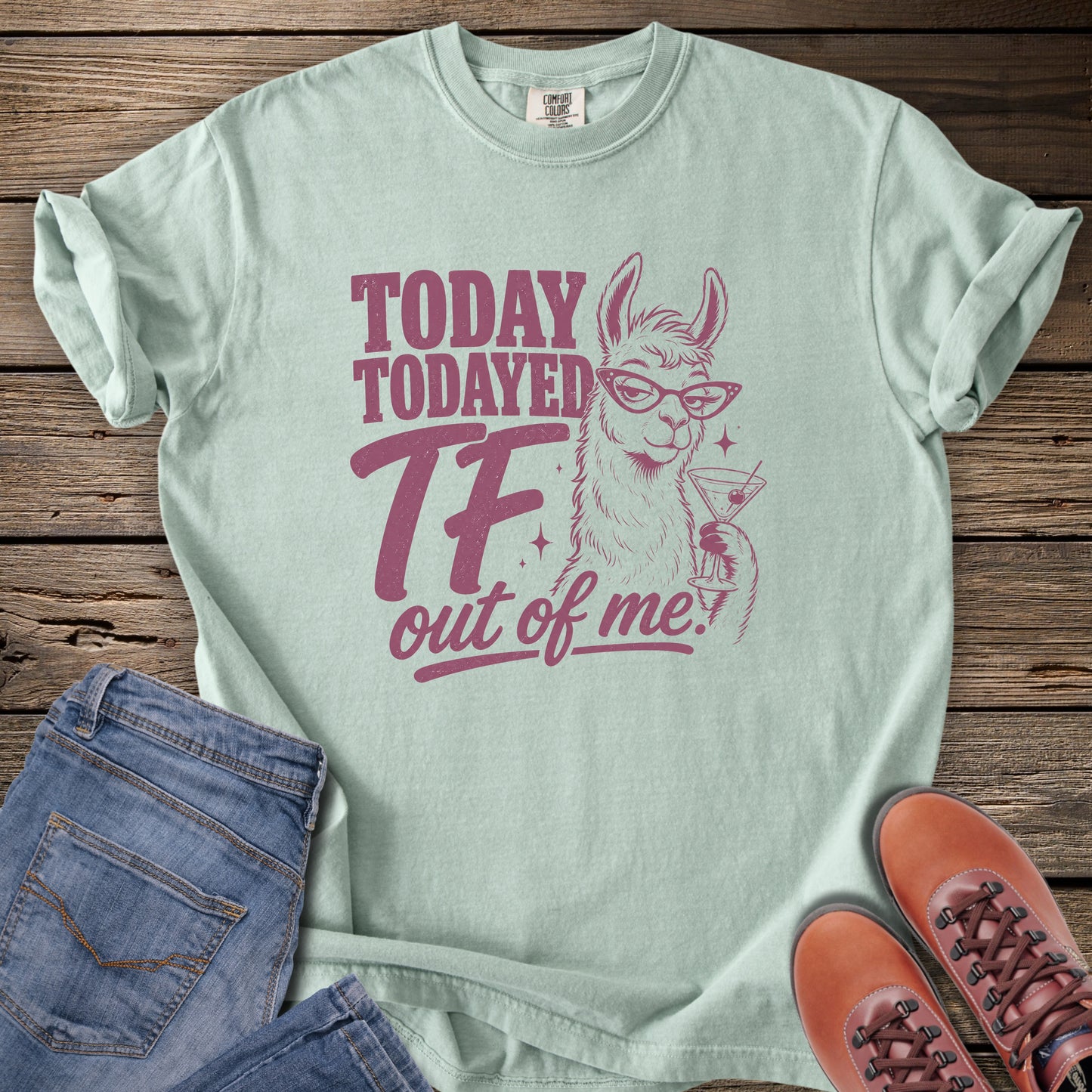 Today Todayed TF Out Of Me Llama T-Shirt
