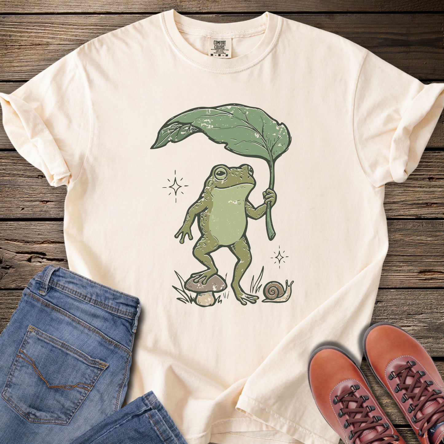 Frog with Leaf Umbrella T-Shirt