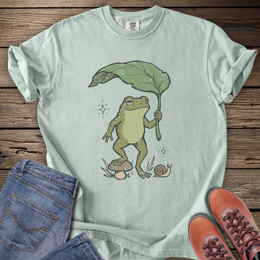 Frog with Leaf Umbrella T-Shirt