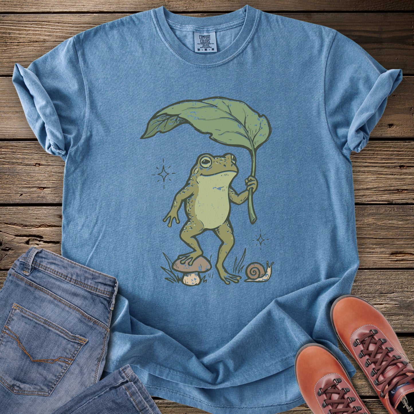 Frog with Leaf Umbrella T-Shirt